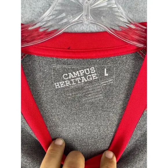 Campus Heritage Nebraska T Shirt Mens L‎ Gray Red Short Sleeve NCAA Football - Picture 5 of 9